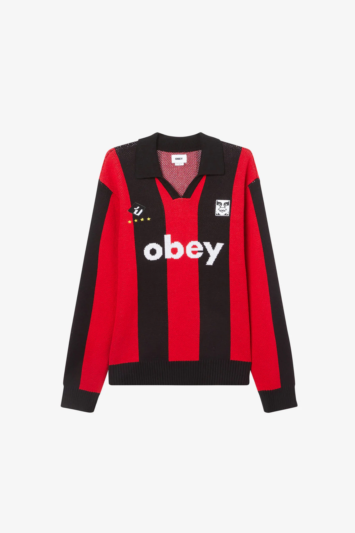 OBEY - 스웨터 - [오베이] SOCCER JERSEY SWEATER 싸커 저지 스웨터 - RED MULTI