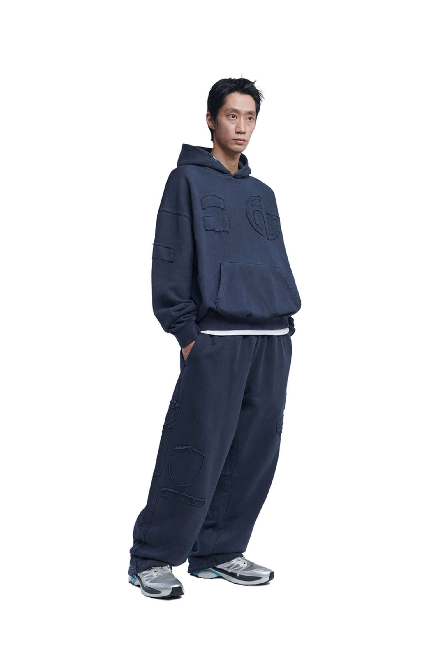 NOMANUAL - 캐주얼팬츠 - [노매뉴얼] OVERDYED R.P SWEATPANTS 오버다이어드 R.P 스웻 팬츠 - DARK NAVY