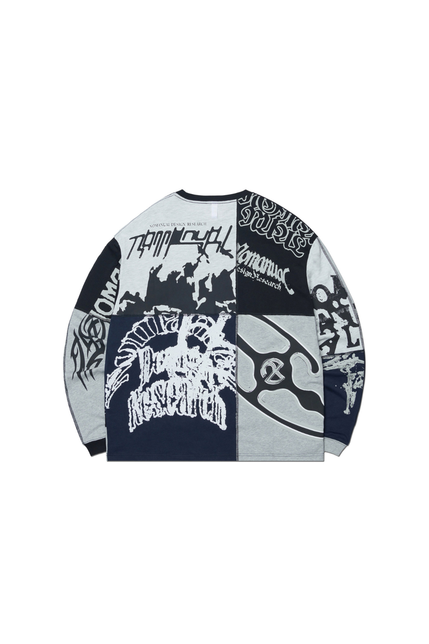 NOMANUAL - 긴팔티셔츠 - [노매뉴얼] MIXED GRAPHIC LONG SLEEVE TEE - MIXED BLACK