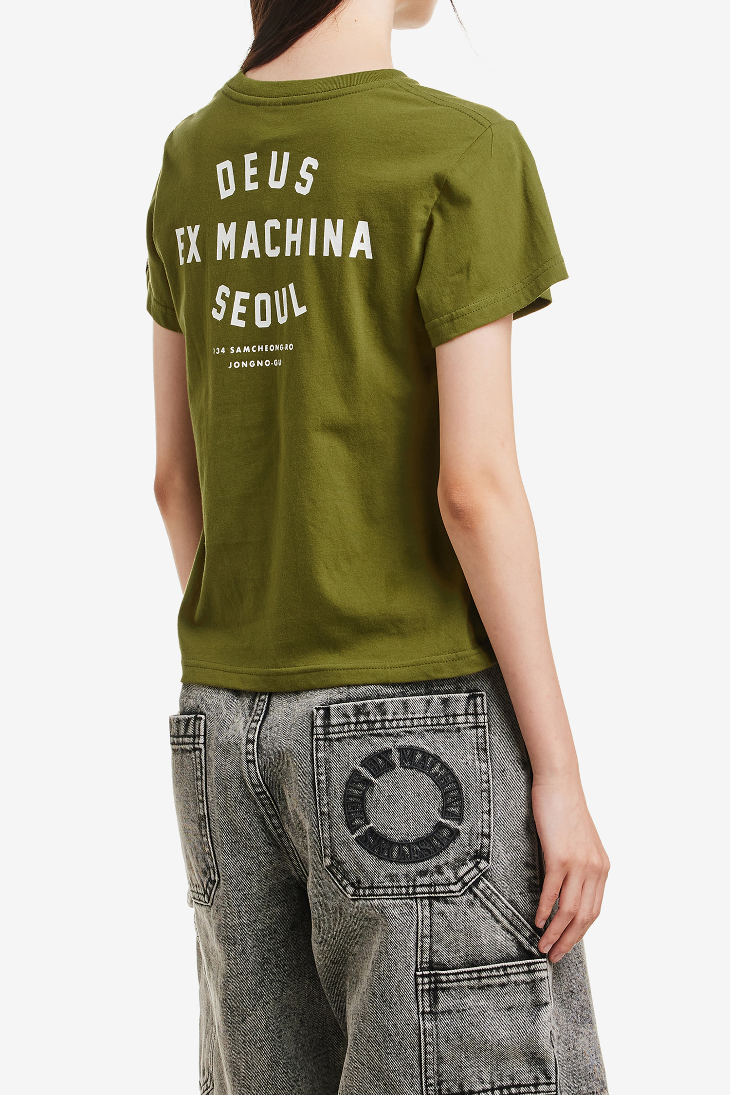 DEUS EX MACHINA - 반팔티셔츠 - [데우스서울] KIDS COLLEGE SAMCHEONG TEE 키즈 컬리지 삼청 티셔츠 - ROVER GREEN