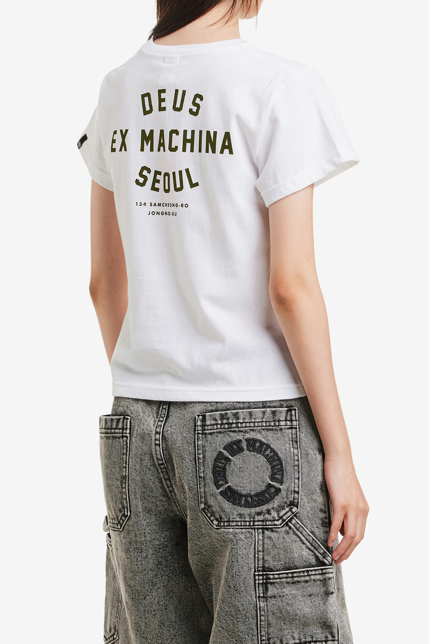 DEUS EX MACHINA - 반팔티셔츠 - [데우스서울] KIDS COLLEGE SAMCHEONG TEE 키즈 컬리지 삼청 티셔츠 - WHITE-ROVER GREEN