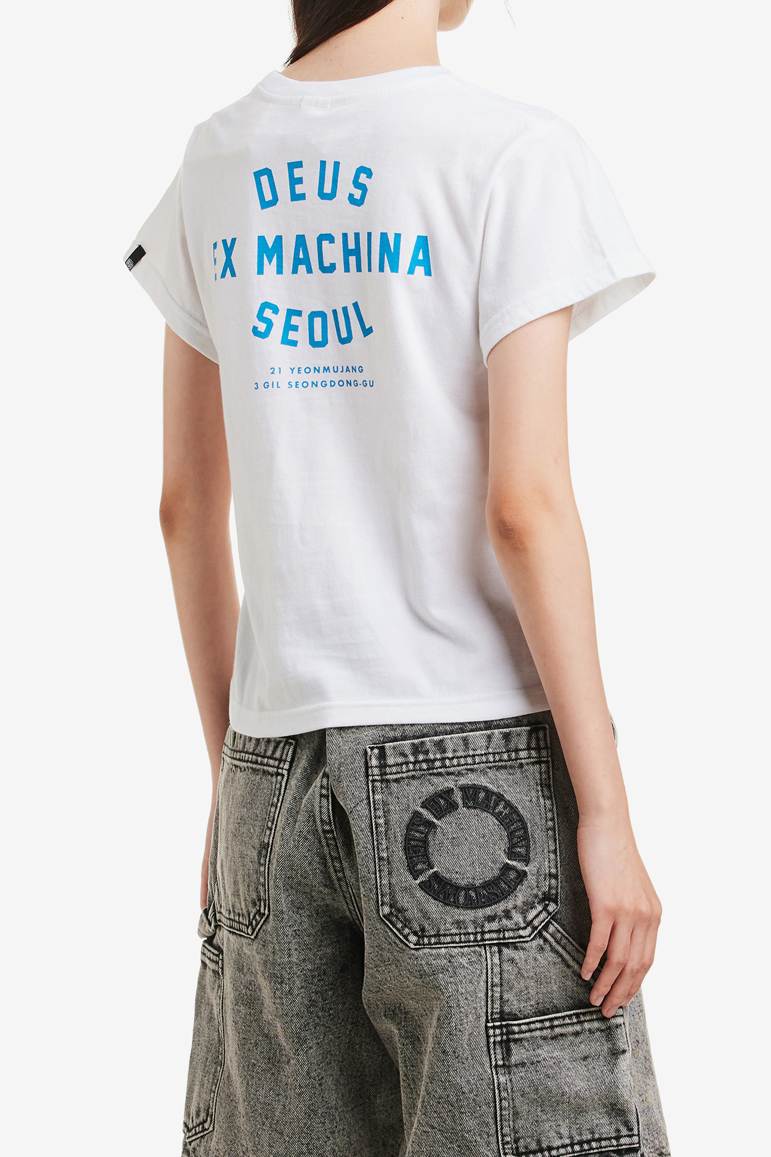 DEUS EX MACHINA - 반팔티셔츠 - [데우스서울] KIDS COLLEGE SEONGSU TEE 키즈 컬리지 성수 티셔츠 - WHITE-MIDNIGHT BLUE