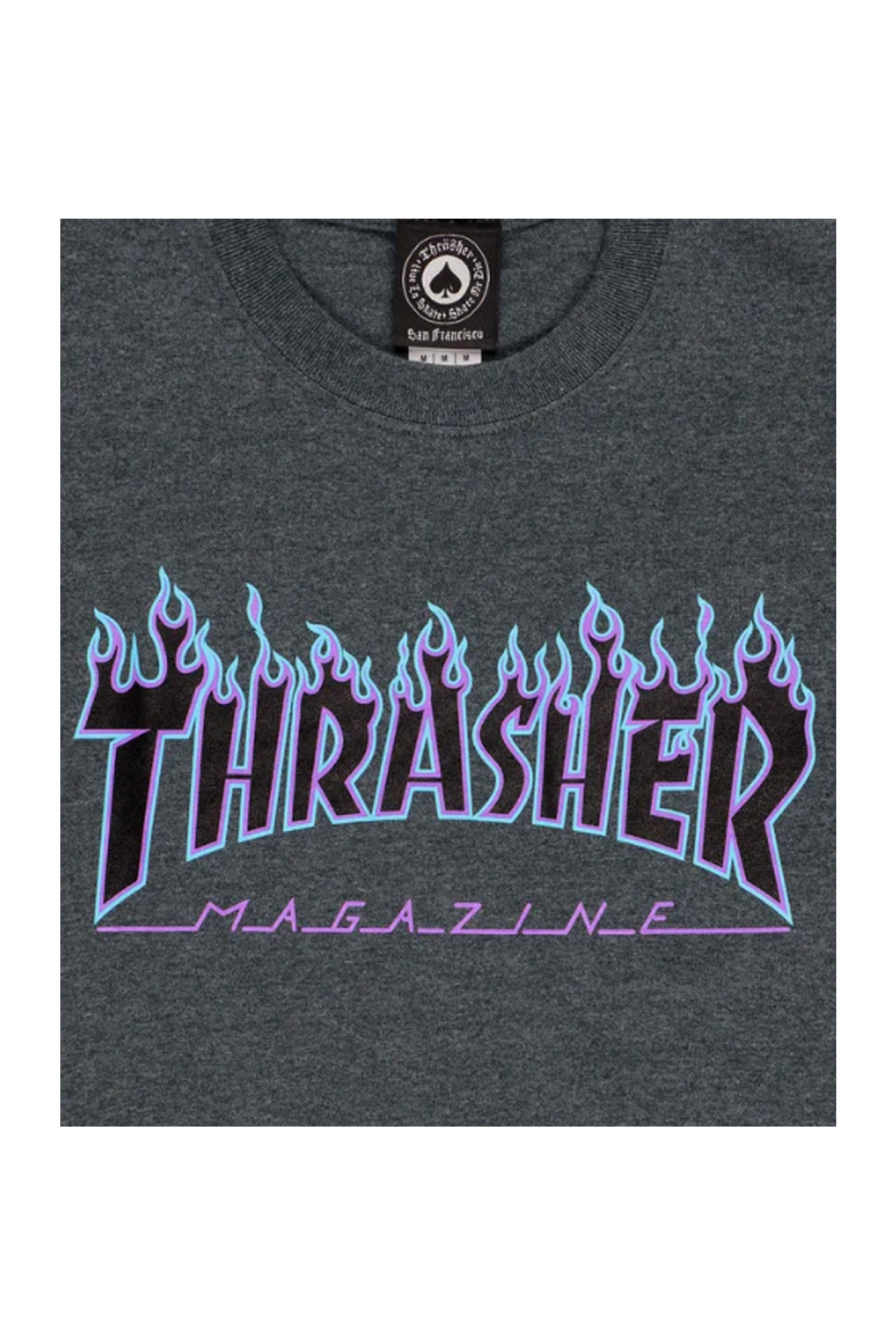 THRASHER - 반팔티셔츠 - [트레셔] FLAME LOGO T-SHIRT DARK HEATHER