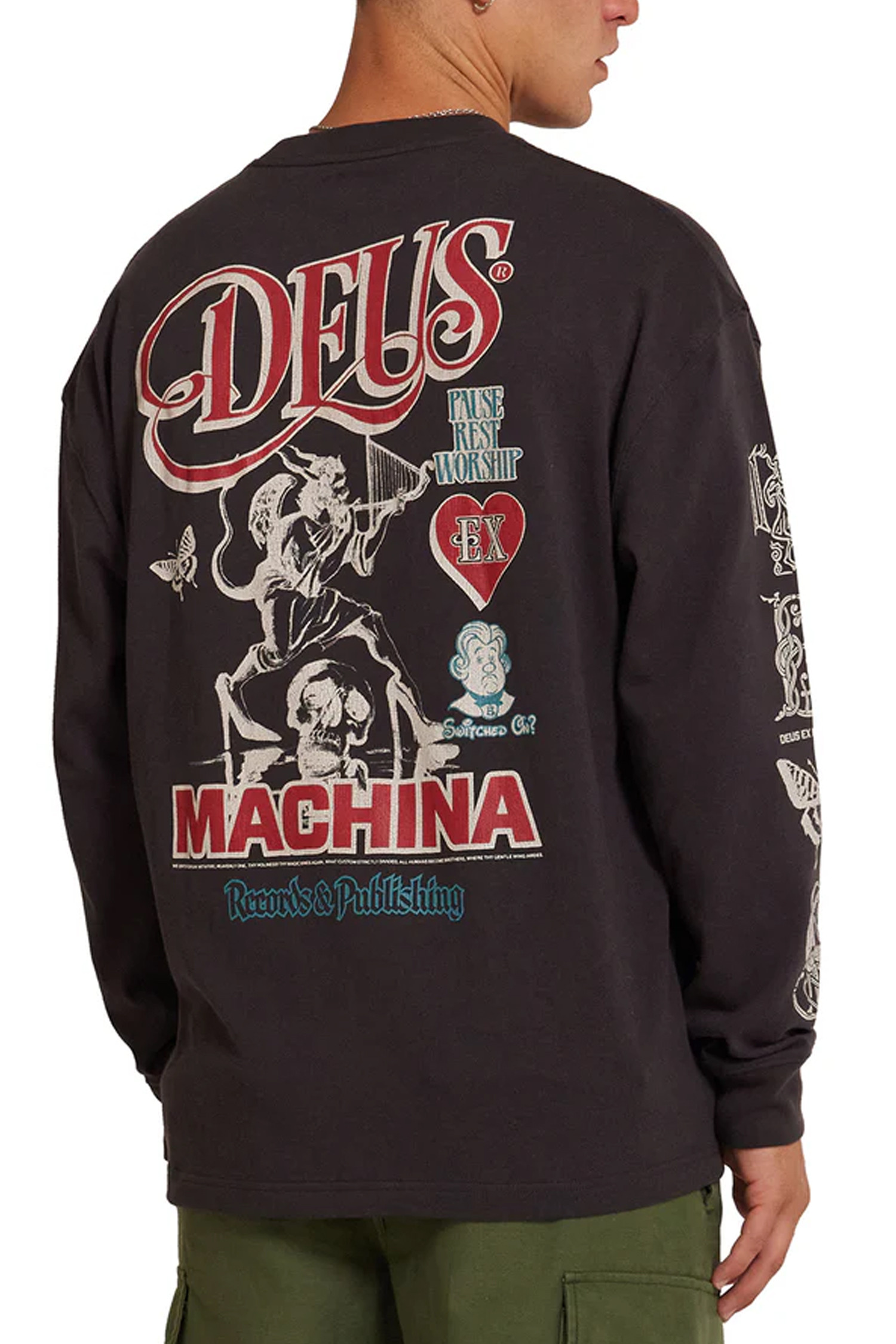 DEUS EX MACHINA - 긴팔티셔츠 - [데우스] DIVINE SPARK LS TEE 디바인 스파크 긴팔 티셔츠 - ANTHRACITE