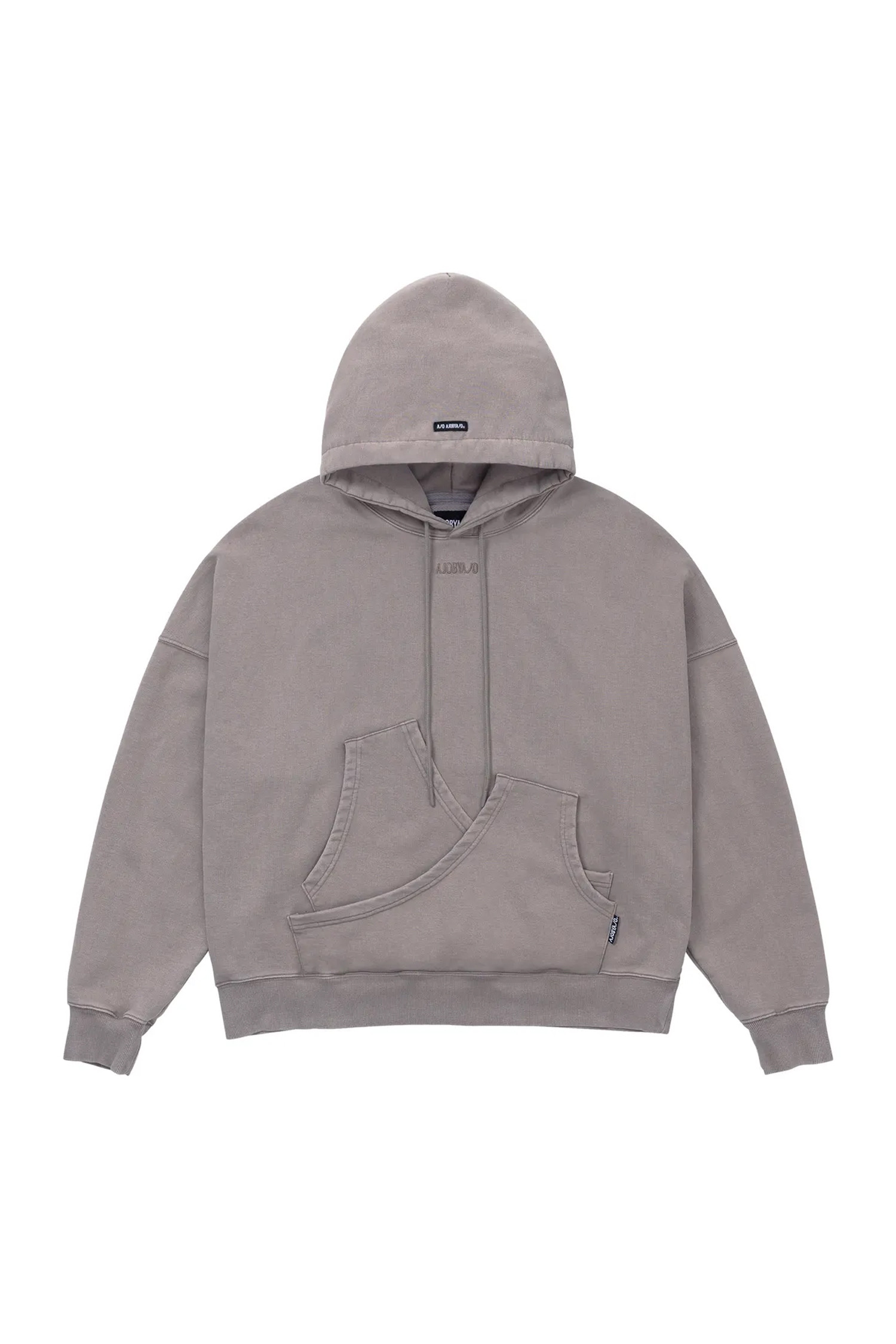 AJOBYAJO - 후디 - [아조바이아조] Curve Pocket Washed Hoodie 커브 포켓 워싱 후디 - DUSTY BEIGE