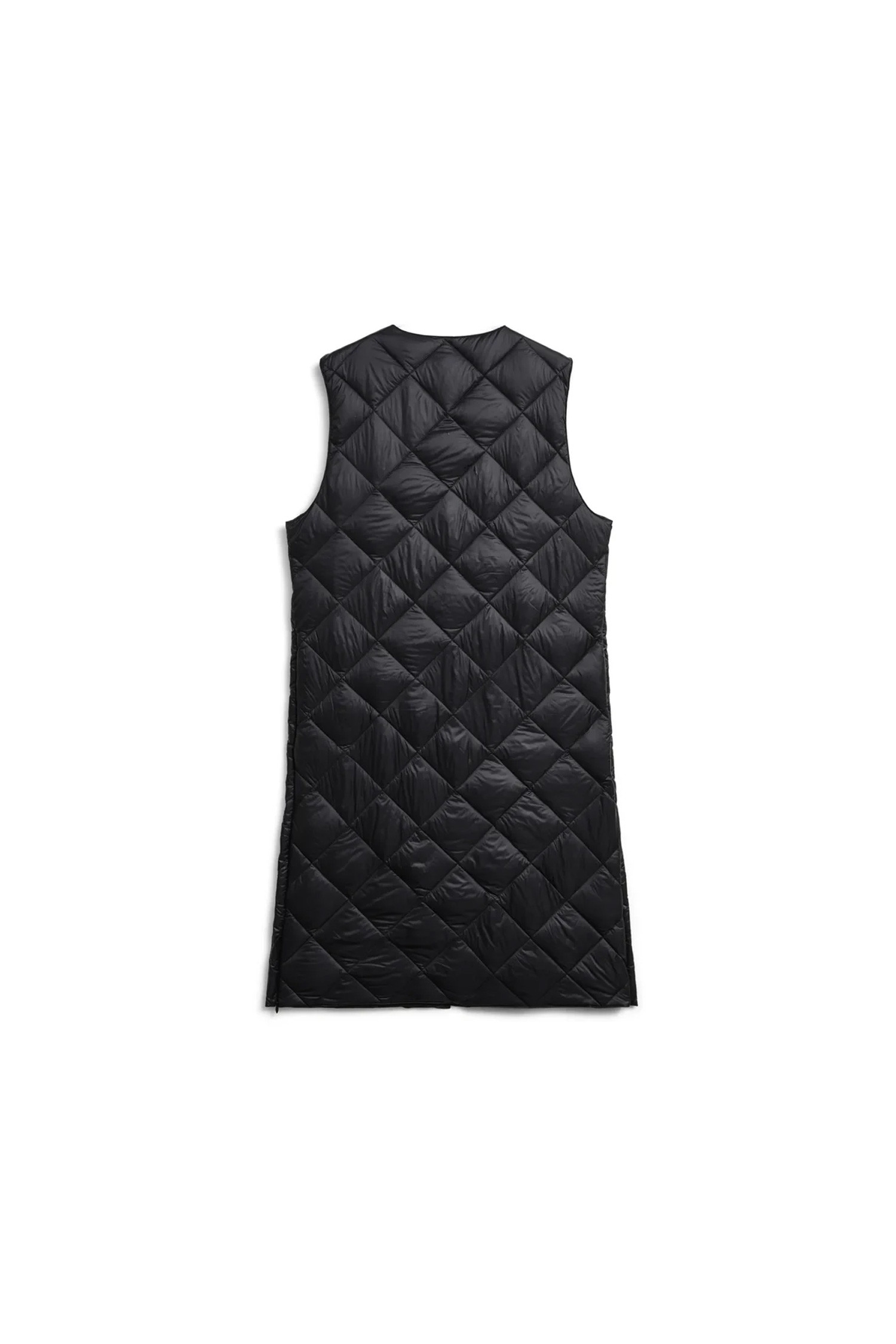 TAION - 다운/패딩 - [타이온] V NECK BUTTON LONG DOWN GILET 브이넥 버튼 롱 다운 길렛 - BLACK