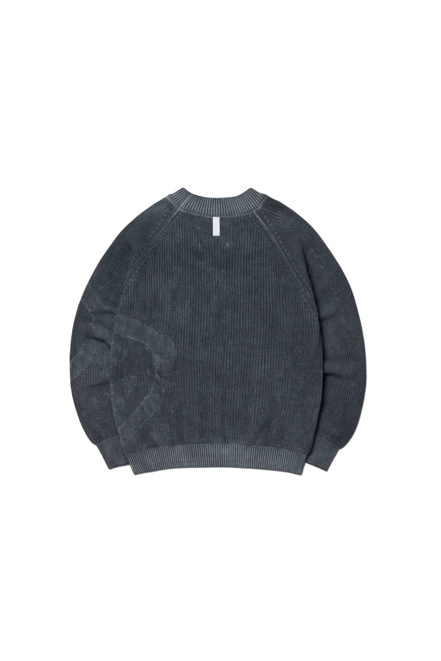 NOMANUAL - 스웨터 - [노매뉴얼] L.S WASHED KNIT  - WASHED BLACK 