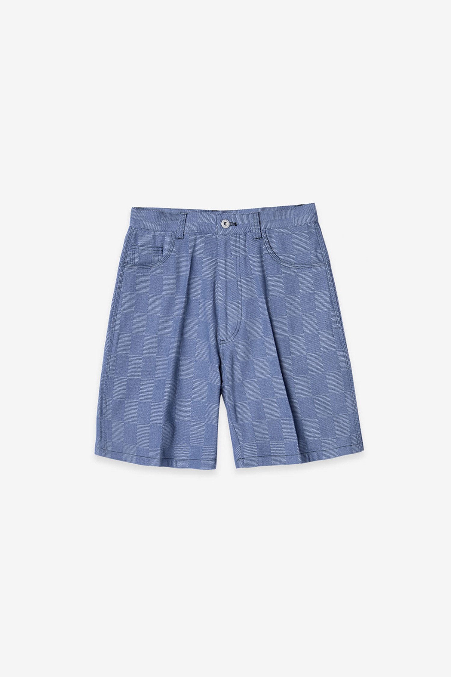 [벌스데이수트] CHECKER BOARD DENIM SHORT 체커보드 데님 쇼트 - LIGHT BLUE