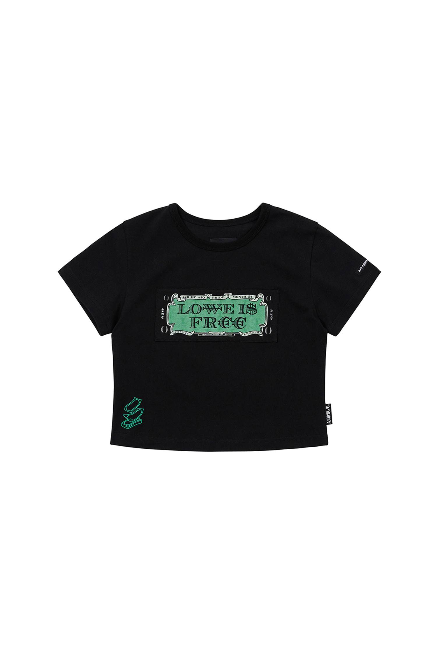 [아조바이아조] Love Is Free Crop T-Shirts 러브 이즈 프리 크롭 티셔츠 - BLACK