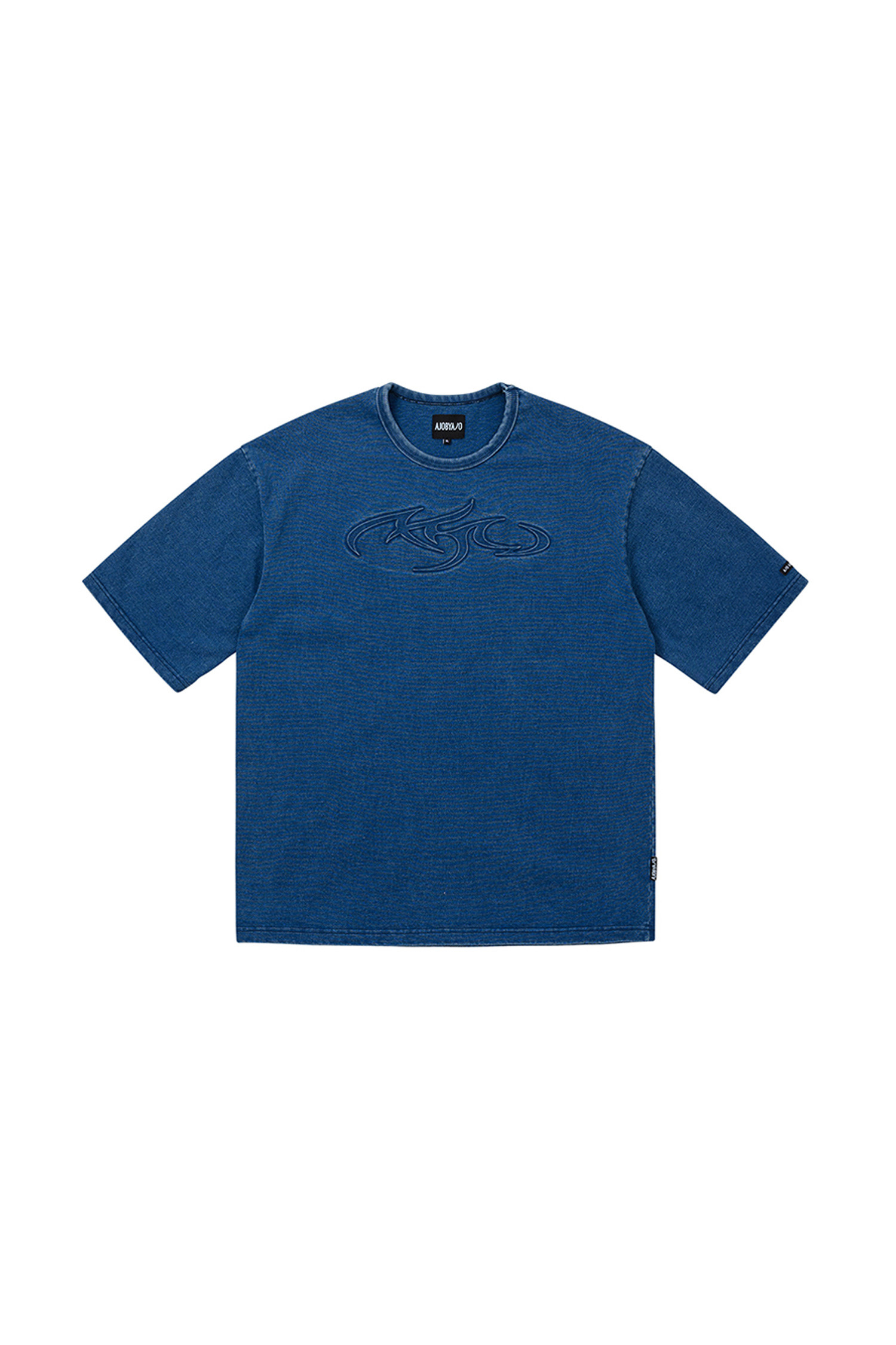 [아조바이아조] Tribal AJO Embossed Denim T-Shirt 트라이벌 AJO 엠보 데님 티셔츠 - NAVY