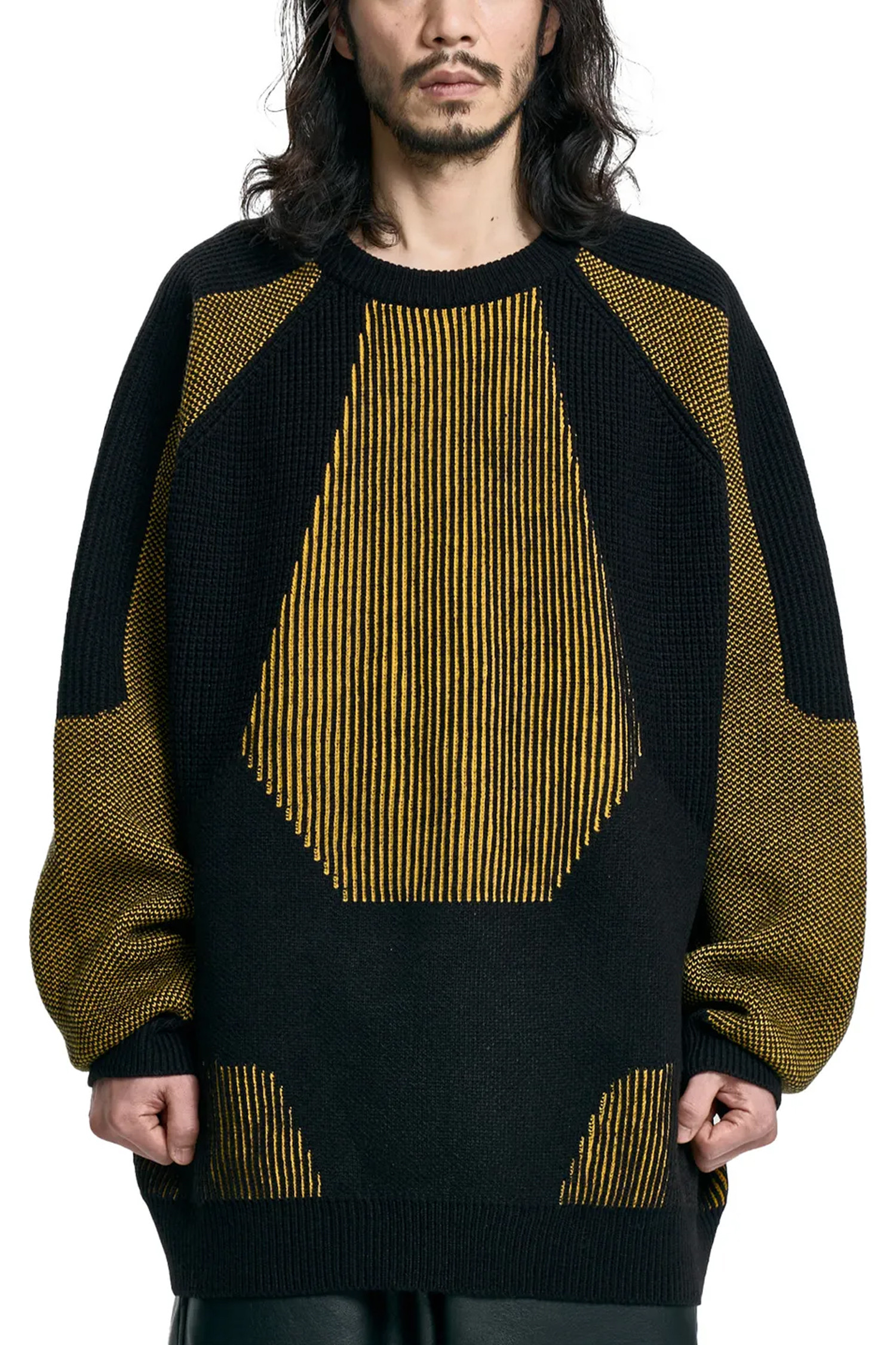 [아조바이아조] Paneled Mixed Knit Sweater 패널드 믹스드 니트 스웨터 - BLACK