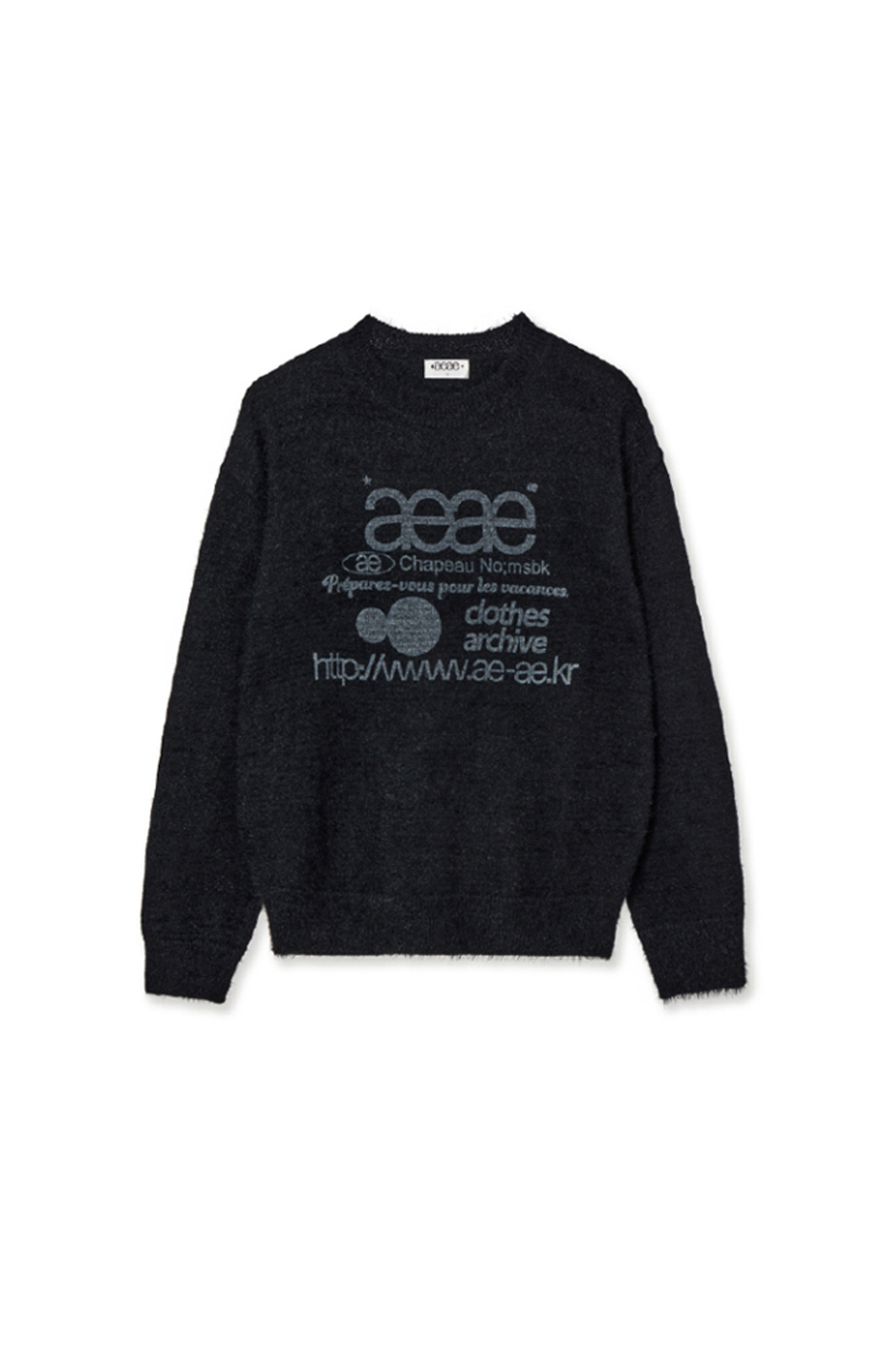 [AEAE] WEB LOGO HAIRY KNIT  - BLACK