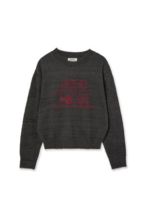 [AEAE] WEB LOGO HAIRY KNIT  - CHARCOAL