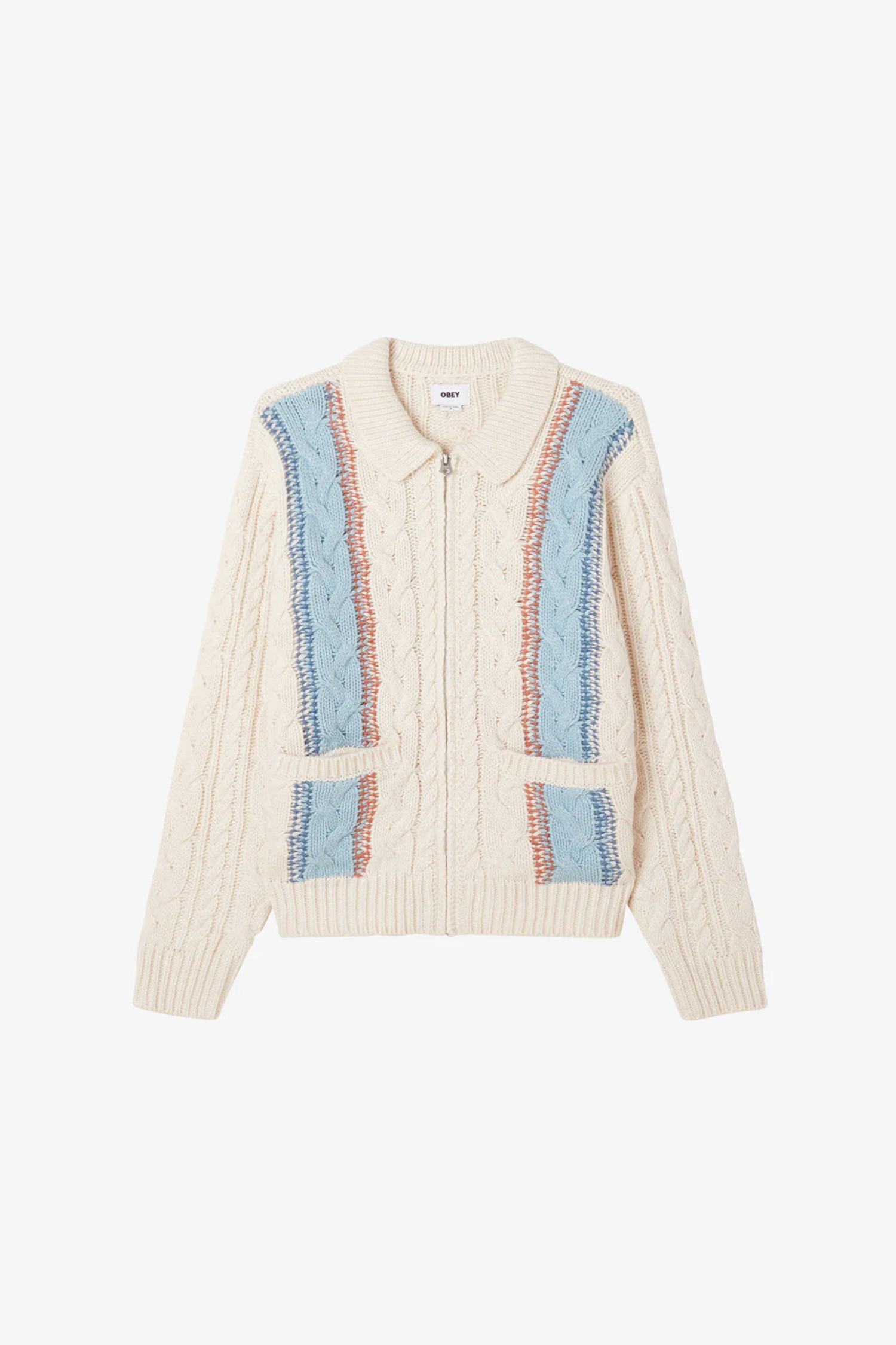 [오베이] EZRA ZIP UP CARDIGAN 이즈라 집업 가디건 - UNBLEACHED MULTI