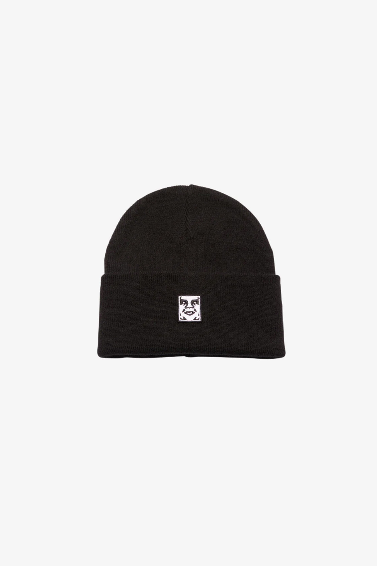 [오베이] ICON PATCH CUFF BEANIE 아이콘 패치 커프 비니 - BLACK