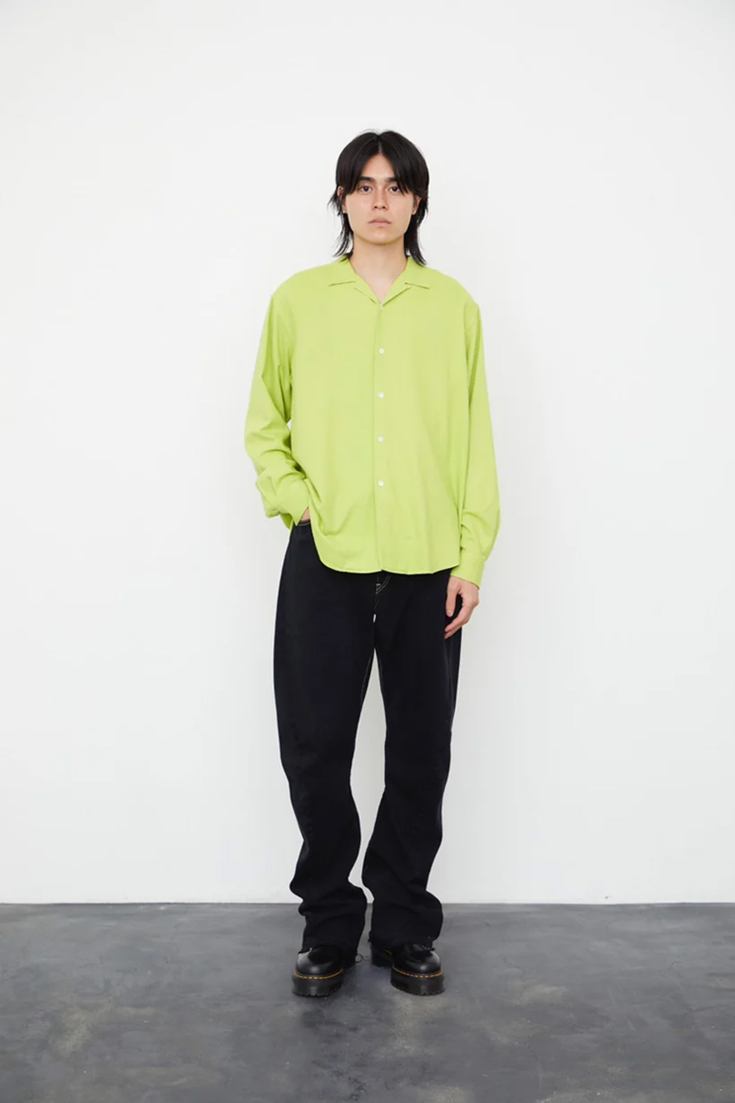 [SOE] Cotton Silk Shirt 코튼 실크 셔츠 - LIME