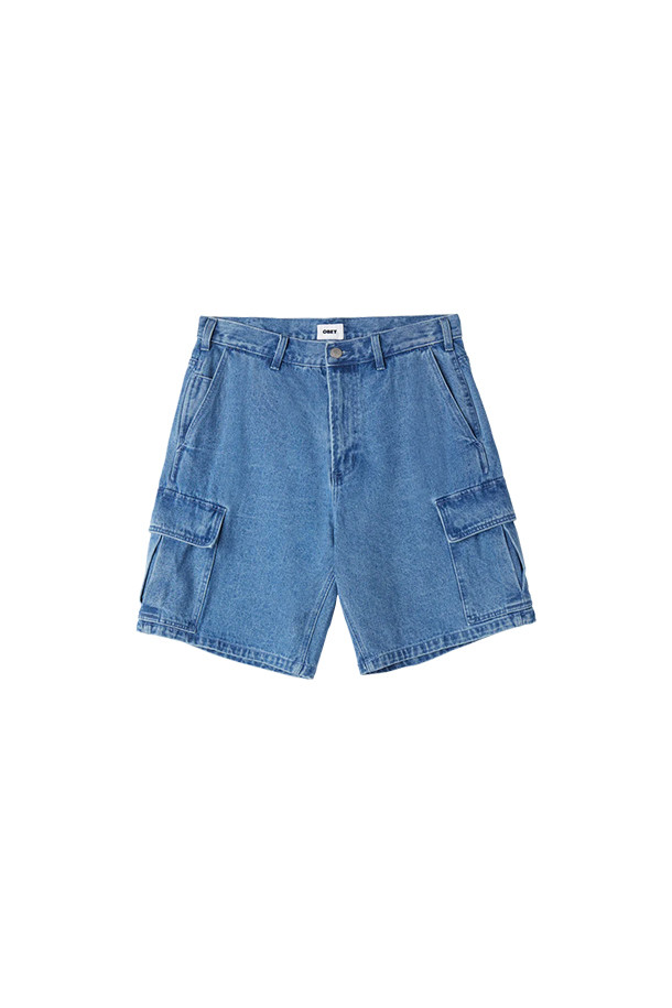 OBEY -  - [오베이] BIGWIG BAGGY DENIM CARGO SHORT 빅위그 배기 데님 카고 쇼츠 - LIGHT INDIGO