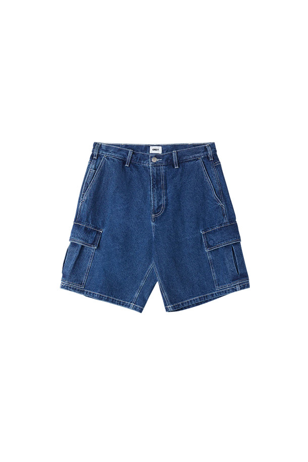 OBEY - 데님 - [오베이] BIGWIG BAGGY DENIM CARGO SHORT 빅위그 배기 데님 카고 쇼츠 - STONE WASH INDIGO