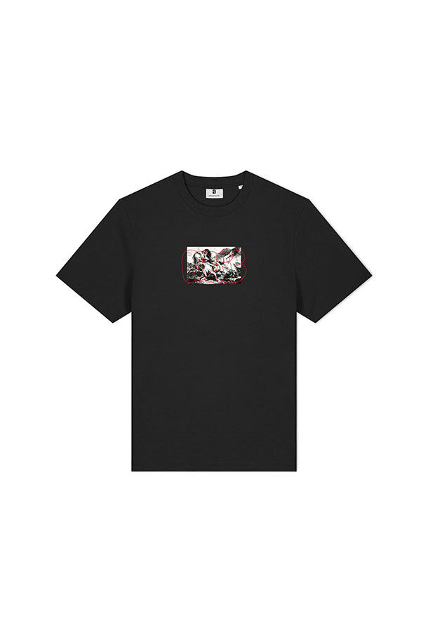 [포에틱] 홀스 티셔츠 - Black는 말 프린트 무늬가 돋보이는 유니섹스 티셔츠입니다. 캐주얼, 미니멀, 클래식 스타일을 선호하는 분들께 적합하며, 봄, 여름철 일상에서 편안하게 착용하기 좋습니다. 라운드넥 디자인에 반소매 기장으로 제작되었으며, 동네 마실룩 또는 여행룩으로 활용하기 좋습니다. 블랙 컬러로 어떤 하의와도 잘 어울려 활용도가 높습니다. 말 모티프 디자인으로 포인트를 더했습니다.
