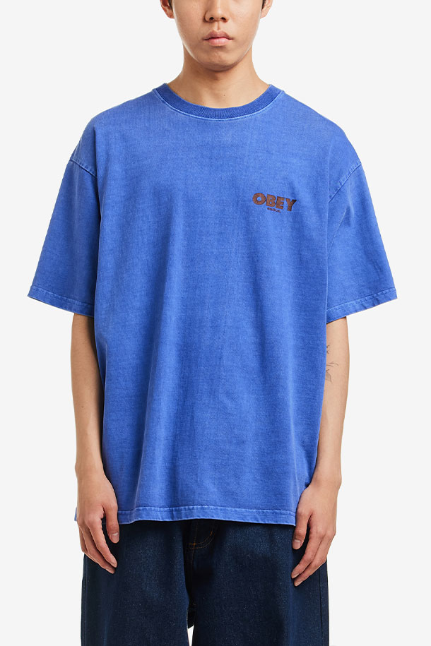 OBEY - 반팔티셔츠 - [오베이] OBEY INTERNATIONAL SEOUL OVERDYED SS 인터네셔널 서울 오버다이드 SS - PURPLISH BLUE