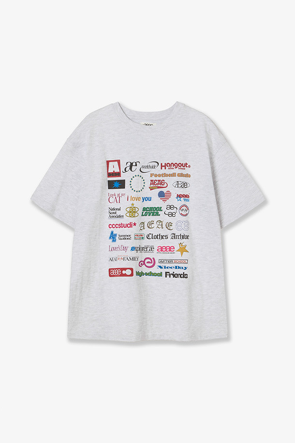 AEAE - 반팔티셔츠 - [AEAE] STICKER T-SHIRTS 스티커 티셔츠  - LIGHT GREY