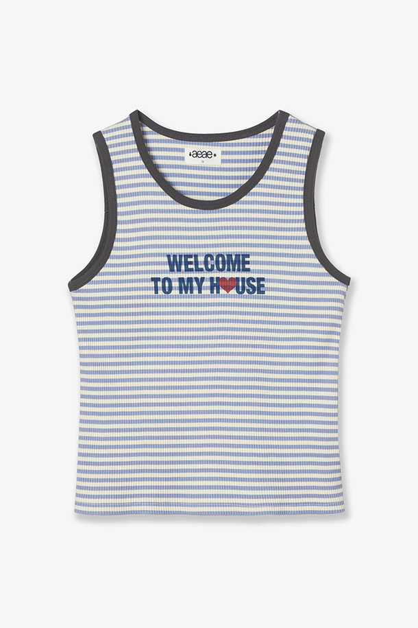[AEAE] WELCOME TO MY HOUSE SLEEVELESS (웰컴 투 마이하우스 슬리브리스) - SKYBLUE는 캐주얼 스타일의 여성 슬리브리스입니다. 2025년 계절에 맞춰 출시 예정이며, 스카이블루, 멜란지 그레이, 레드의 세 가지 컬러로 만나볼 수 있습니다. 면과 스판덱스 혼방 소재로 제작되어 편안한 착용감을 제공합니다. 라운드넥 디자인에 스트라이프 패턴과 로고가 돋보이며, 'Welcome To My House' 슬로건이 특징입니다. 일상복으로 활용하기 좋은 미니멀한 디자인의 슬리브리스입니다.
