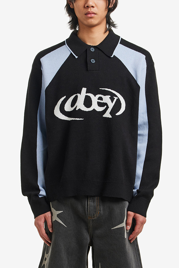 OBEY - 스웨터 - [오베이] OBEY SOCCER POLO SWEATER 싸커 폴로 스웨터 - FADED BLACK MULTI