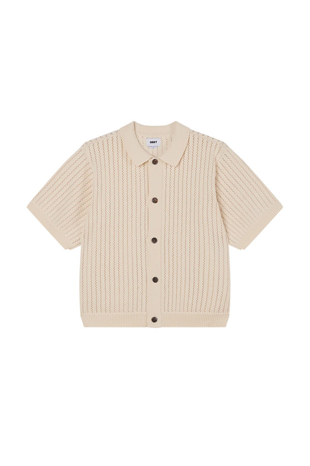 OBEY - 가디건 - [오베이] DEZ SWEATER SHIRT 데즈 스웨트 셔츠 - UNBLEACHED