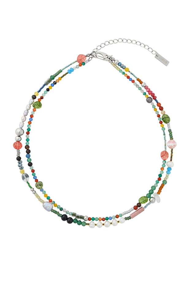 【AJO AJOBYAJO】25SS★ Multi Color Beads Layered Necklace 아조바이아조] Multi Color Beads Layered Necklace 멀티 컬러