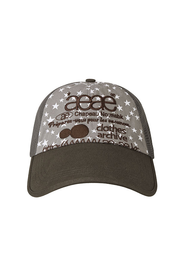 AEAE - 모자 - [AEAE] WEB LOGO STAR MESH CAP 웹 로고 스타 매시 캡 - GREY