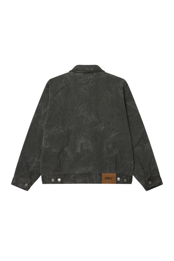 OBEY - 블루종/점퍼 - OBEY WORKMAN ZIP JACKET 오베이 워크맨 집 자켓  - BLACK WRINKLE WASH