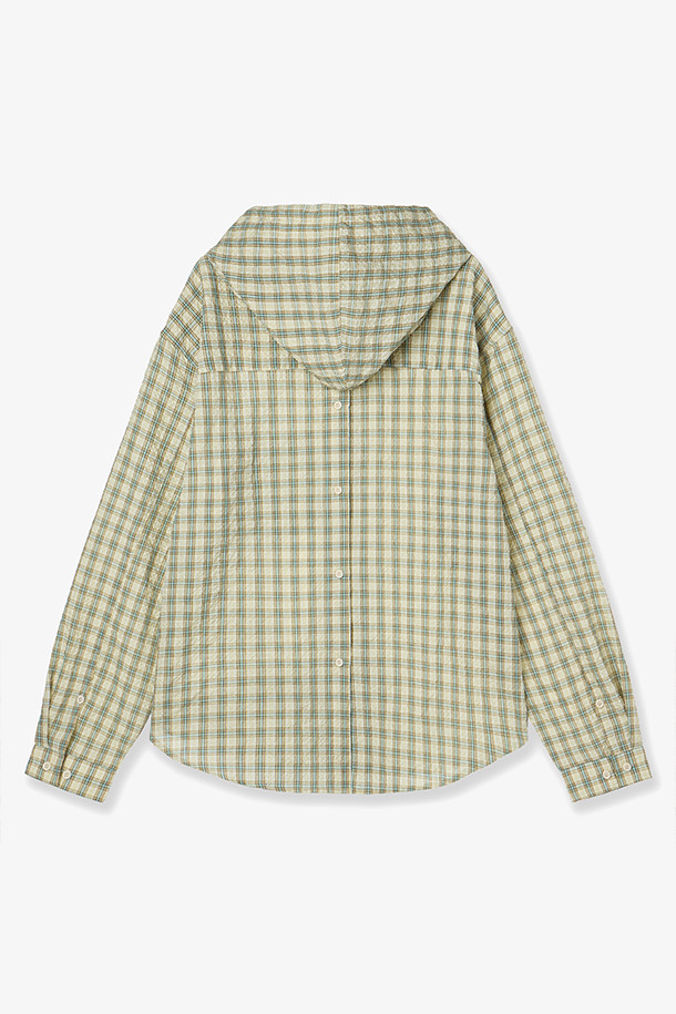 AEAE - 셔츠 - [AEAE] CHECK HOOD SHIRTS 체크 후드 셔츠 - LIME