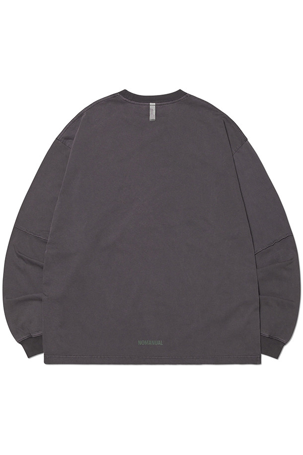 【NOMANUAL】25ss SLASH LONG SLEEVE TEE MUSINSA | NOMANUAL SLASH LONG SLEEVE TEE - WASHED BLACK