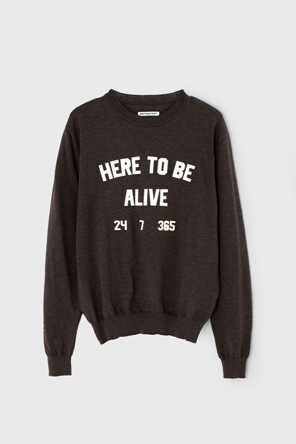 [벌스데이수트] 히얼 투비 얼라이브 풀오버 니트는 부드러운 촉감의 14게이지 니트입니다. 면과 폴리에스테르 혼방의 코튼 돌리 블렌드 원사를 사용하여 제작되었으며, 레귤러핏의 라운드넥 디자인입니다. 가을, 겨울에 따뜻하게 착용할 수 있으며, 브라운 컬러에 레터링 패턴이 돋보입니다. 캐주얼, 미니멀, 클래식 스타일을 즐겨 입는 분들께 추천하며, 가을 나들이룩, 겨울 데일리룩, 집콕룩 등 다양한 TPO에 활용하기 좋습니다. 앞면 아플리케 디테일이 포인트입니다.
