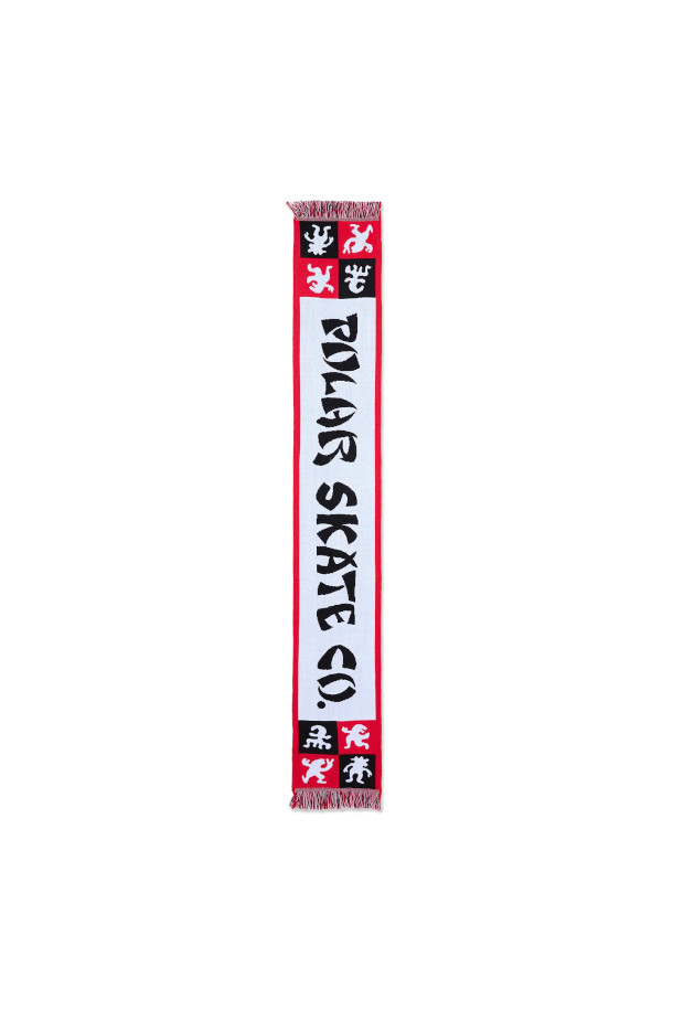**Football Scarf | Checkers 풋볼 스카프 | 체커스 - 레드**

남녀 모두 착용 가능한 풋볼 스카프입니다. 두꺼운 니트 소재로 제작되어 가을과 겨울에 따뜻하게 착용할 수 있습니다. 스포티한 스타일의 체커(체크) 패턴과 로고 디자인이 특징이며, 양면 디자인과 프린지 장식으로 포인트를 더했습니다. 스포츠 관람 시 유용하게 활용할 수 있는 아이템입니다. 레드, 화이트, 블랙 세 가지 색상으로 출시되었습니다.
