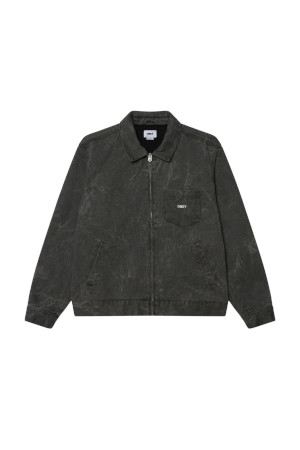 OBEY WORKMAN ZIP JACKET 오베이 워크맨 집 자켓  - BLACK WRINKLE WASH