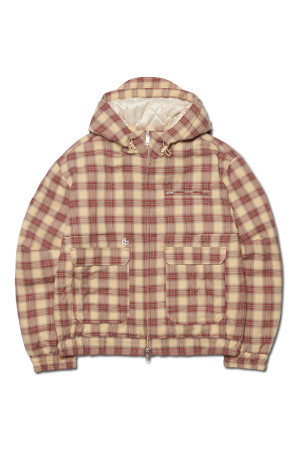 CHECK HOODED JACKET 체크 후디드 자켓  - BURGUNDY