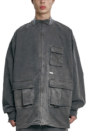 [아조바이아조] Ribstop Washed Cargo Shirt Jacket 립스탑 워시드 카고 셔츠 재킷 - CHARCOAL