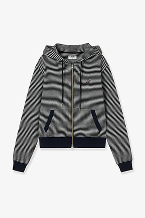 [AEAE] STRIPE SMALL LETTER HOOD ZIP UP 스트라이프 스몰 레터 후드집업 - BLACK
