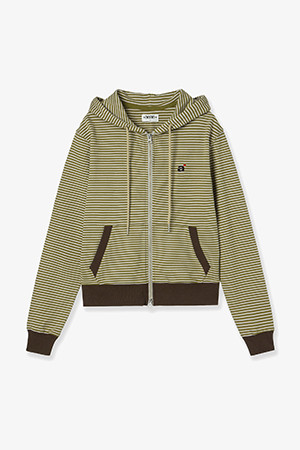 [AEAE] STRIPE SMALL LETTER HOOD ZIP UP 스트라이프 스몰 레터 후드집업 - KHAKI