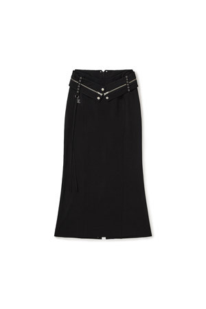 [MMW] BELT POCKET LONG SKIRT - BLACK