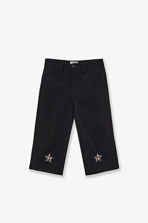 STAR PATCH CAPRI CORDUROY PANTS - BLACK