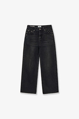 STAR POCKET DENIM PANTS - BLACK
