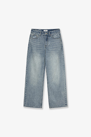 STAR POCKET DENIM PANTS - LIGHT BLUE