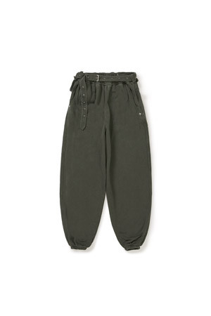 [MMW] FRILL BELTED PIGMENT SWEAT PANTS - CHARCOAL