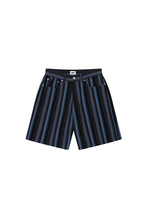 [오베이] BAJA STRIPE BAGGY DENIM SHORT 바자 스트라이프 배기 데님 쇼츠 - BLACK MULTI
