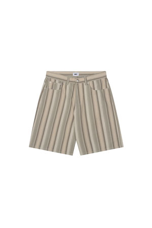 [오베이] BAJA STRIPE BAGGY DENIM SHORT 바자 스트라이프 배기 데님 쇼츠 - DRIED SAGE MULTI