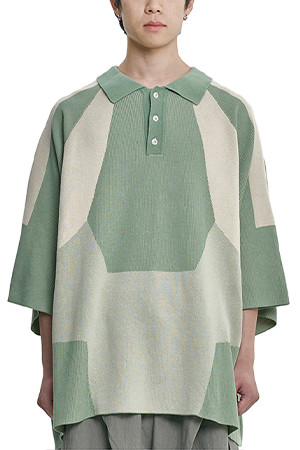 [아조바이아조] Paneled Two-Tone Polo Shirt 패널 투톤 폴로 셔츠 - MINT