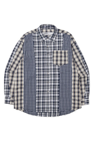 RAW EDGE CHECK SHIRT 로우 엣지 체크 셔츠  - NAVY