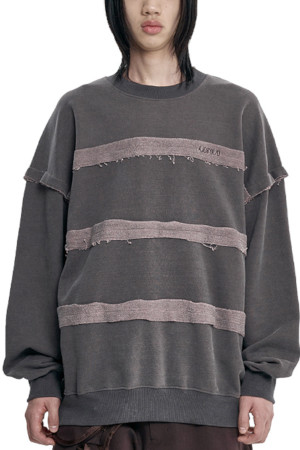 [아조바이아조] Inside Out Stripe Sweatshirt 인사이드 아웃 스트라이프 스웻셔츠  - BROWN